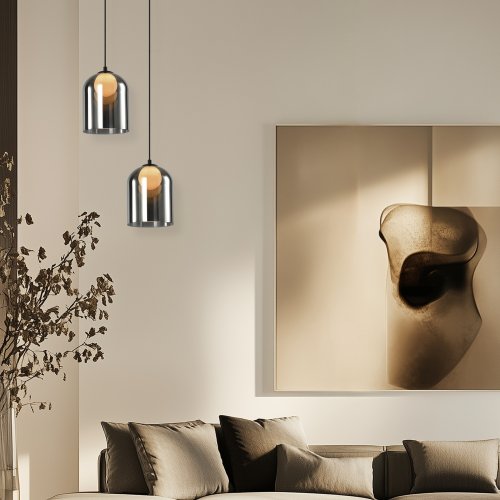 Skleněná závěsná lampa KLEA – s grafitovým a matným stínidlem – moderní stolní lampa do obývacího pokoje G9 LED