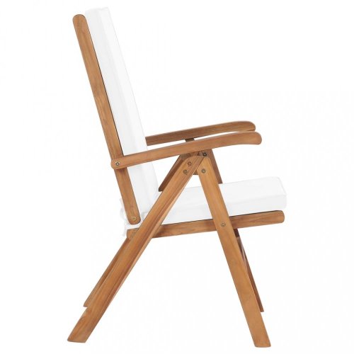 Polohovací zahradní židle 2 ks teakové dřevo Dekorhome - BAREVNÁ VARIANTA: Krémová