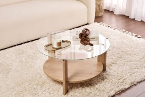 Konferenční stolek Clara - Sapphire Oak, Transparent