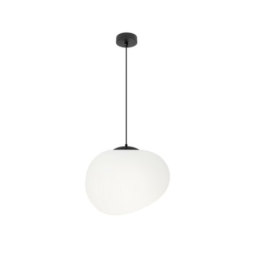 Závesná lampa STONES 25 cm v japonskom štýle - s tienidlom inšpirovaným bielym kameňom - minimalistické stropné osvetlenie do obývačky E27