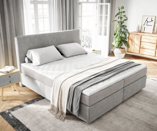 Boxspring postel Dream-Well 180x200 cm manšestr stříbrošedá