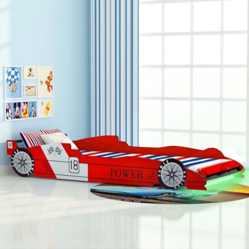 Detská posteľ závodné auto s LED svetlom Dekorhome