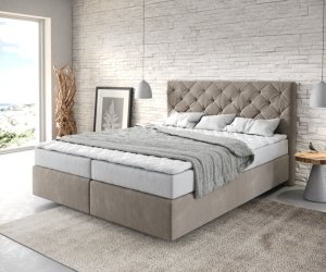 Boxspring postel Dream-Great 160x200 cm mikrovlákno béžová s matrací