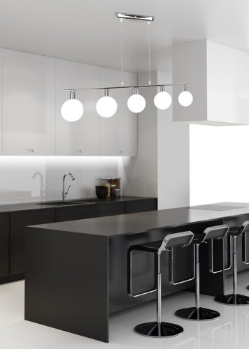 Závesná lampa s chrómovým tienidlom 5xG9 Oden