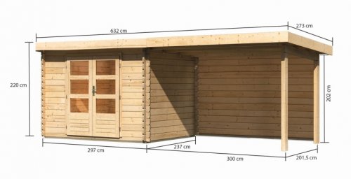 Dřevěný zahradní domek BASTRUP 3 s přístavkem Dekorhome - BAREVNÁ VARIANTA: Antracit