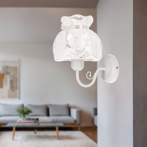 ROSSINI biela nástenná lampa 1x40W E27 biele tienidlo