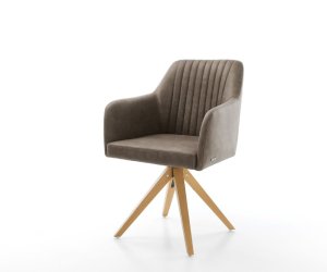 Otočná stolička Greg-Flex taupe vintage z mikrovlákna s drevenou