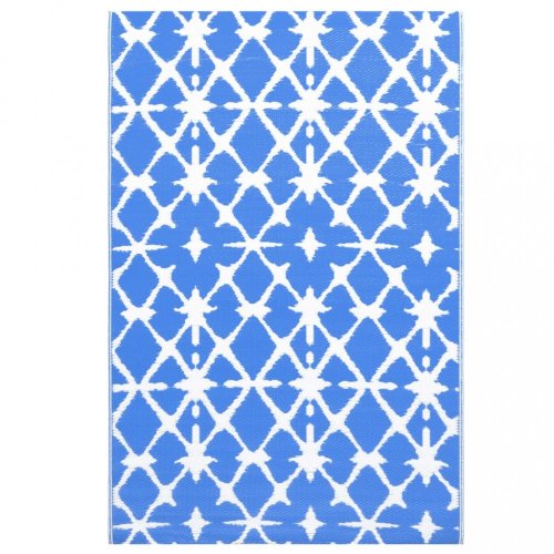 Venkovní koberec PP modrá / bílá Dekorhome - ROZMĚR: 190x290 cm