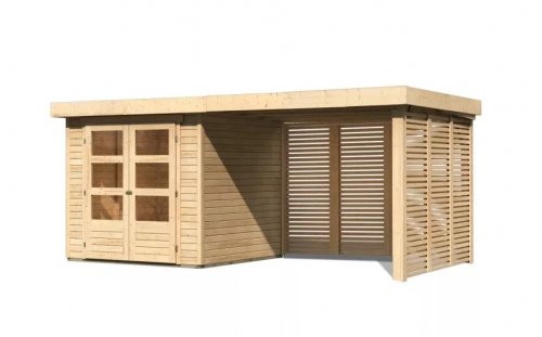 Dřevěný zahradní domek ASKOLA 2 s přístavkem Dekorhome - ŠÍŘKA: 280 cm