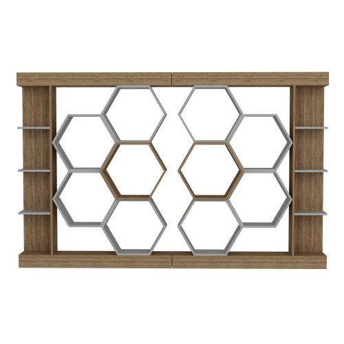 Knihovna Sueno - White, Walnut