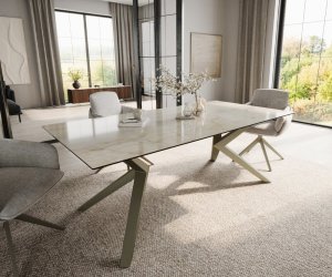Jedálenský stôl Edge 200x100 keramický Laminam® Onice Oro ?Zenthara