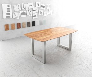 Hrana jedálenského stola zaoblená 180x90 Akácia Prírodná nerezová oceľ
