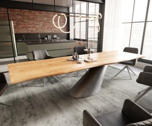 Jídelní stůl Edge 300x100x4 dub přírodní Cono kov stříbrná Live-Edge