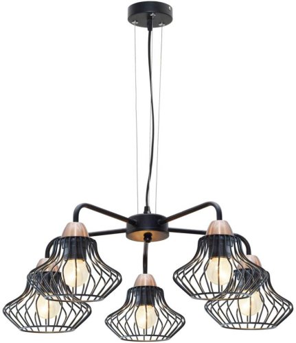 Závesná stropná lampa 5x60W E27 čierna Alen