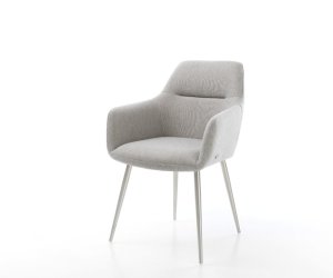 Jídelní židle Pejo-Flex Stripes světle šedá 4-nohá zúžená nerezová