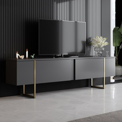 TV stolek Luxe - Anthracite, Gold