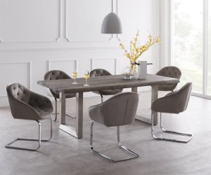 Jedálenský stôl Edge 220x100cm XL Acacia platinum nerezová oceľ široký