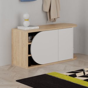 Skrinka na topánky / Botník Nova Shoe Bench - Oak, White