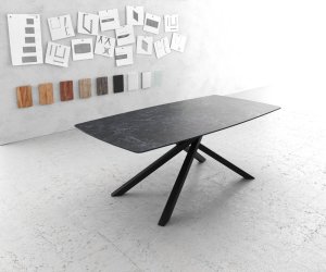 Jedálenský stôl Edge oválny tvar 200x100 cm Laminam® keramika Nero