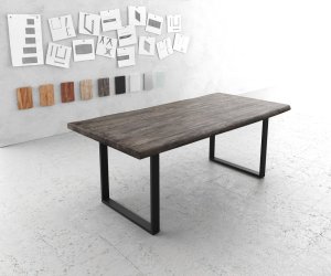 Jedálenský stôl Edge 200x100 XL akáciová podnož platinová čierna