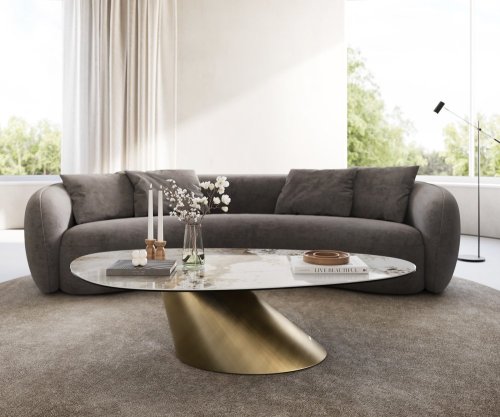 Konferenčný stolík Edge oválny 140x75 cm keramika Minas Melange Conis