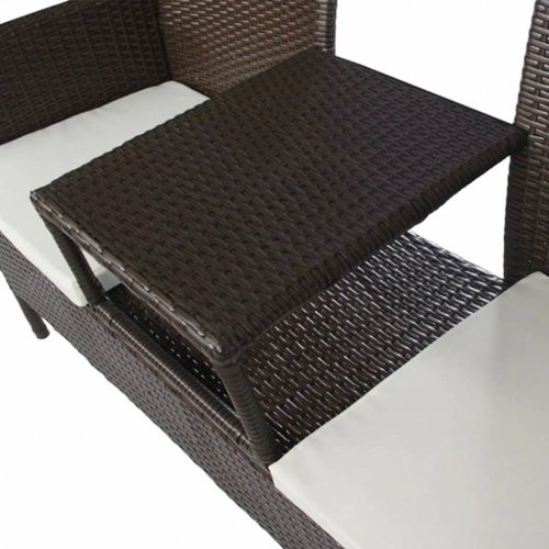 Dvojsedačková lavička s čajovým stolíkom hnedá