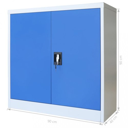 Kancelářská skříň šedá / modrá Dekorhome - ROZMĚR: 90x40x90 cm
