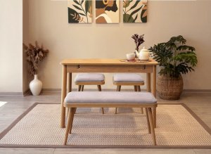 Jedálenský set s rozkladacím stolom a stoličkami (4 kusy) Vina Mini 04 0701 - Oak, Soho Grey