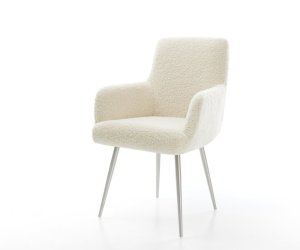 Jídelní židle Heira-Flex s područkami plyšový manšestr béžová 4