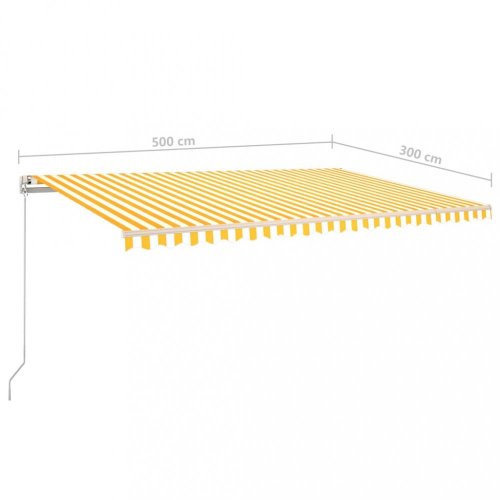 Ručne zaťahovacia markíza s LED svetlom 500x300 cm Dekorhome - BAREVNÁ VARIANTA: Biela / žltá