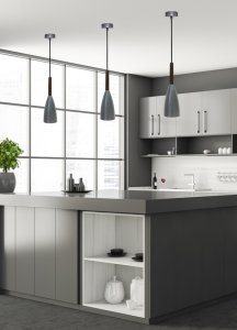 Závesná lampa sivá kov/drevo E27 Flen Ledea