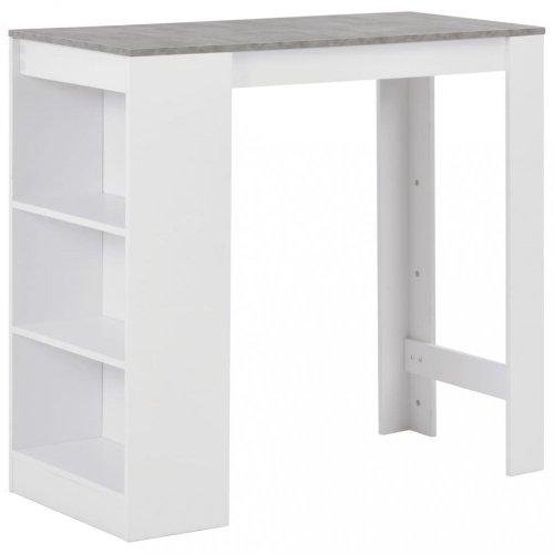 Barový stůl s regálem Dekorhome - BAREVNÁ VARIANTA: Bílá / beton