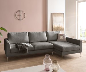 Rohová pohovka Marla 285x140 cm žinylka taupe lenoška pravá