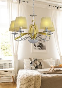 Závesná lampa chróm / zlatá stuha 5xE14 DIVA