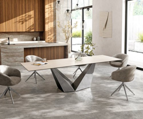 Jedálenský stôl Edge 300x100 keramika Laminam® Travertino Bianco