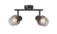 MITURA lampa sufitowa czarny 2x40W E27 klosz dymiony