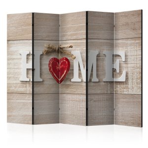 Paraván - Room divider - Home and red heart