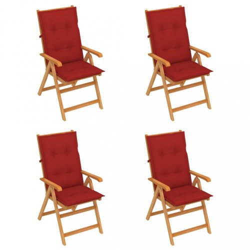 Skladacia záhradná stolička 4 ks s poduškami Dekorhome - BAREVNÁ VARIANTA: Červená