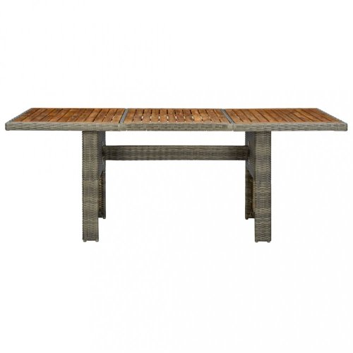 Zahradní stůl hnědý polyratan a masivní akáciové dřevo