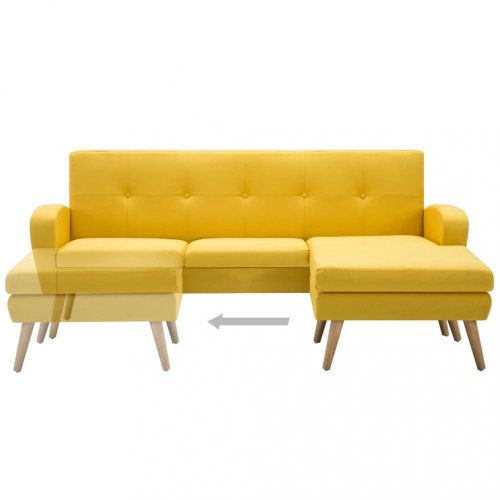 Rohová sedačka látka / dřevo Dekorhome - BAREVNÁ VARIANTA: Žlutá