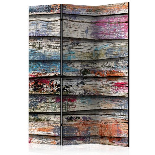 Paraván Colourful Wood Dekorhome - ROZMĚR: 135x172 cm (3-dílný)