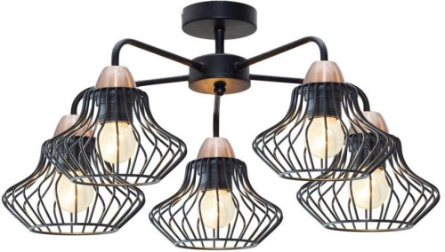 závesná stropná lampa 5x60W E27 čierna