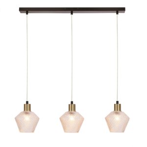 Závesná lampa Greniko čierna 3x40W E14 priehľadné tienidlo