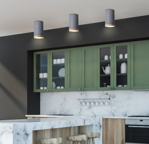 Stropná lampa zo sivej drevenej ocele, trubica 8,8 x 15 cm