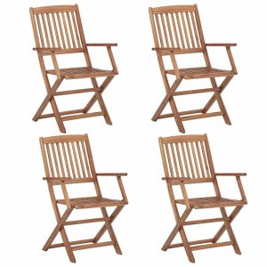 Skladacia záhradná stolička 4 ks akáciové drevo Dekorhome