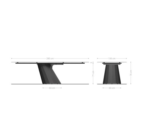 Jedálenský stôl Edge oválny 280x130 keramika Laminam® Emperador extra