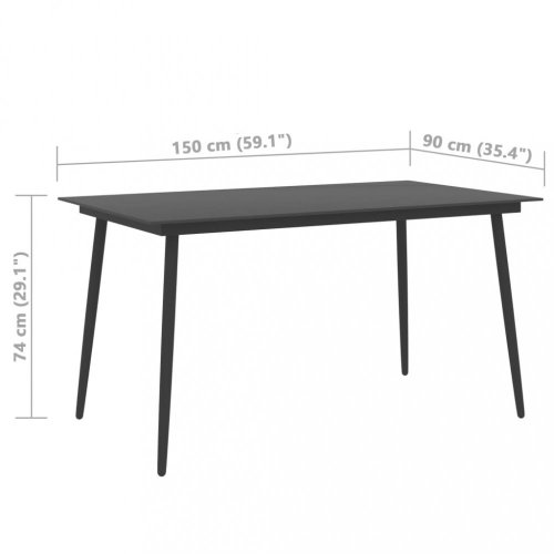 Záhradný stôl 150 x 90 cm čierna Dekorhome