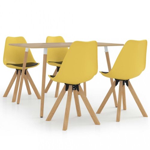 Jídelní set 4+1 buk / umělá kůže / plast Dekorhome