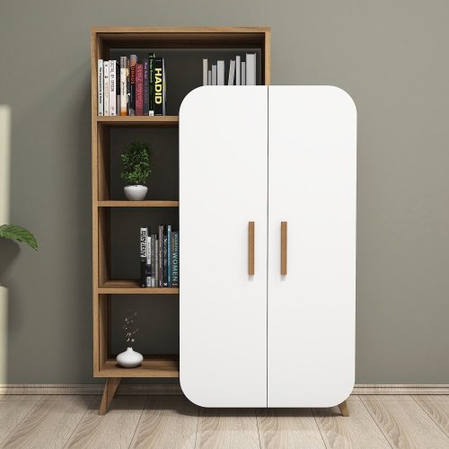 Knihovna Form - Walnut, White