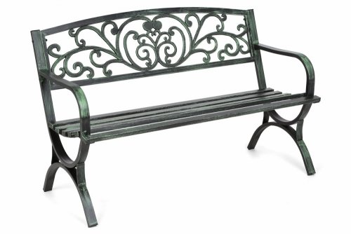 Záhradná lavička s patinou oceľ liatina